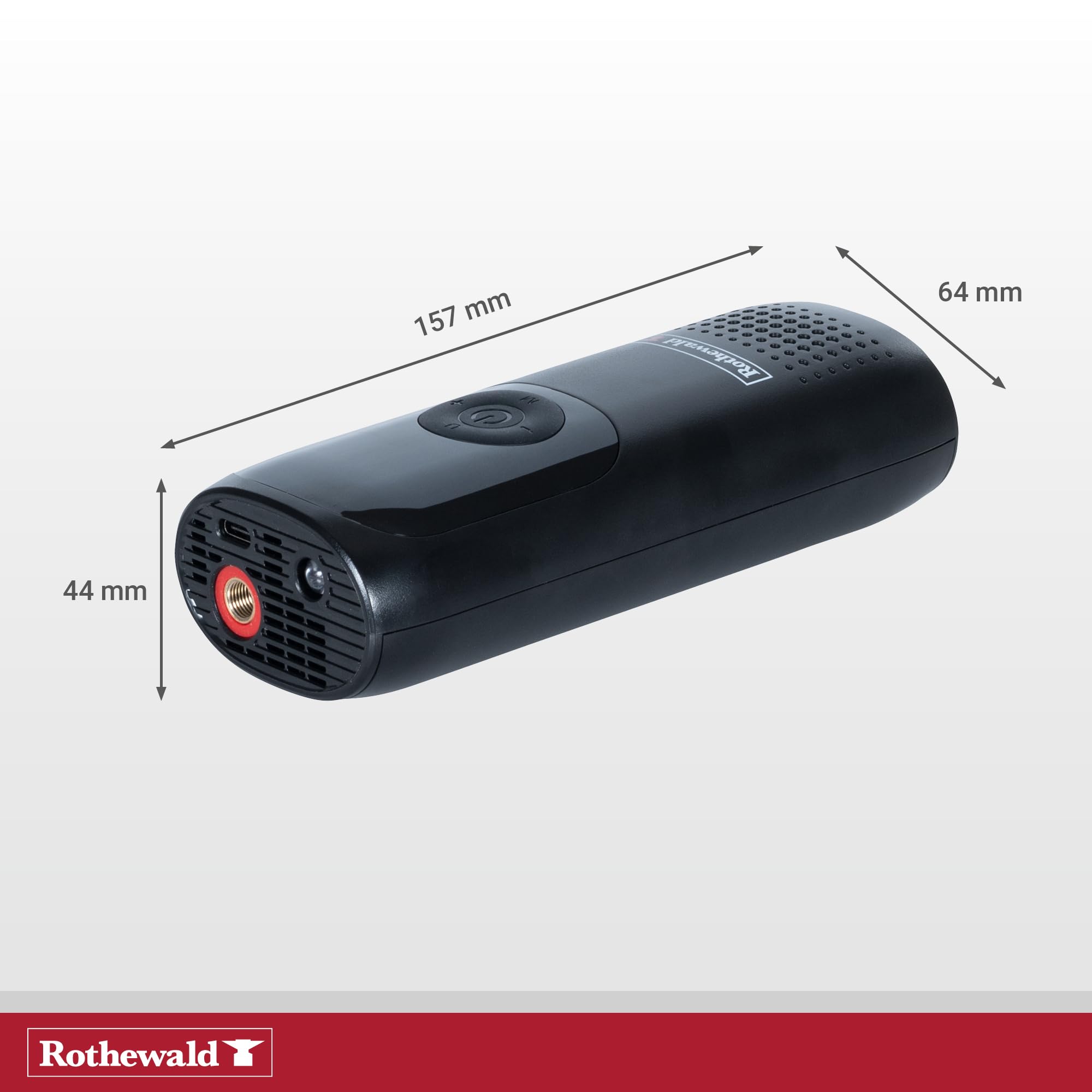 Rothewald Akku Druckluftpumpe 10 Bar, Elektrische Luftpumpe mit Digitalem Manometer, Reifenpumpe für Auto Motorrad Fahrrad Ball, Kompressor Akku Tragbar, USB-C Ladeanschluss