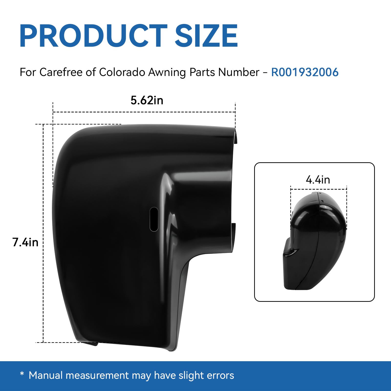 Rv Awning End Cap Replacement for Carefree of Colorado Compass/Altitude Idler (LH) Cover Kit R001932006 Carefree Awning Parts, Black - 2