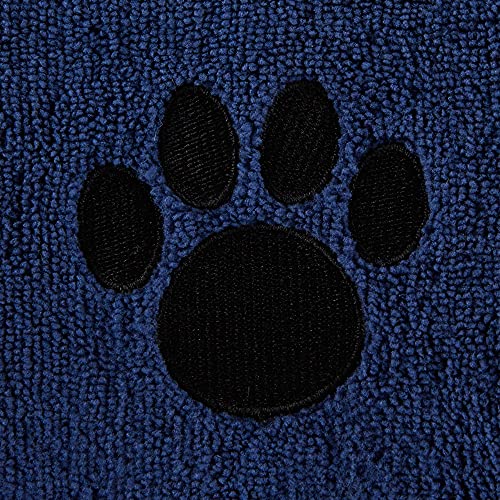 Image of Bone Dry Pet Grooming Towel Collection Absorbent Microfiber X-Large, 41x23.5 inch, Embroidered Navy