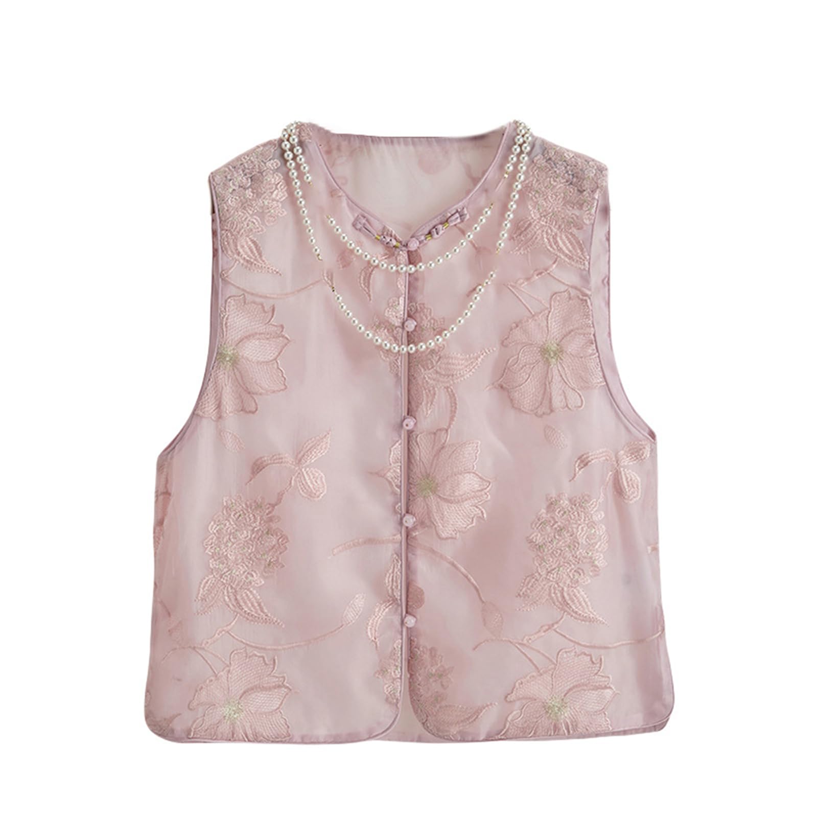 Chaleco de verano para mujer elegante con bordados de estilo oriental 7