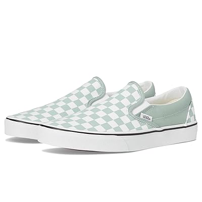 Vans Classic Slip On Skate Shoes Color Theory Checkerboard Gray Olive