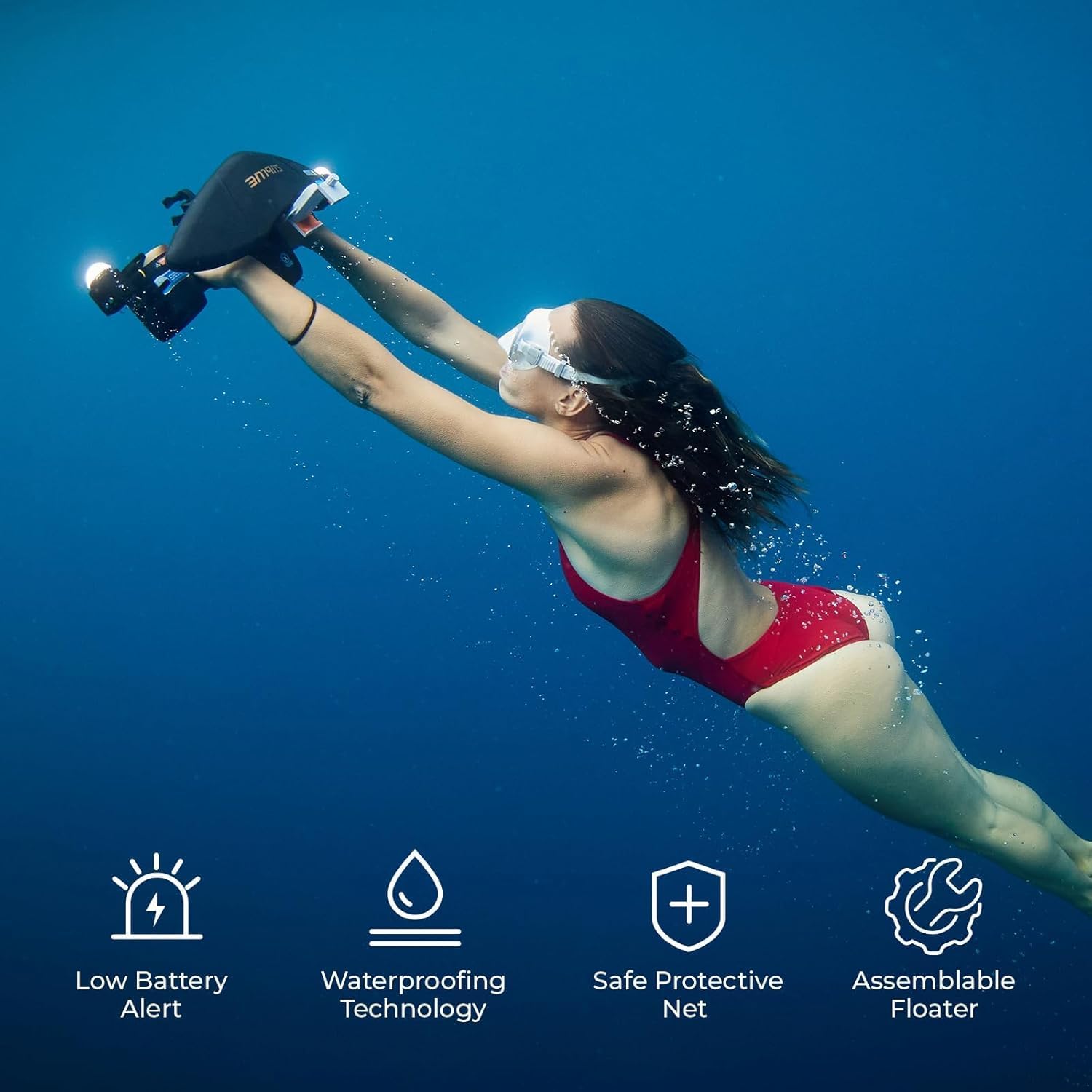 Mix the Double Motor Pro Underwater Scooter with waterproof bag - 2 speed mode 60 min depth 131FT with support for the camera and low battery alarm for snorkeling for pool diving - water scooter for adults and children 4 61v6JRQf6VL. AC SL1500