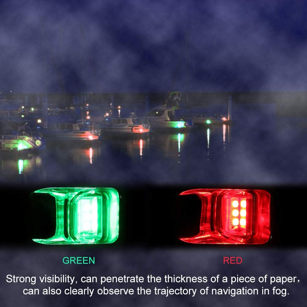 Fydun Luci Via Barca LED, 2 Pezzi 12V Luci di Segnale di Navigazione per Barche in Acciaio Inossidabile, Luce Navigazione di Prua A Incasso Impermeabile per Barca, Yacht, Verde/Rosso