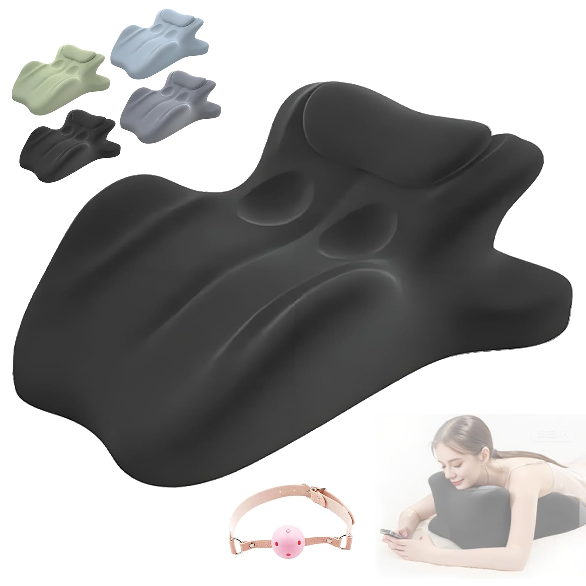 Oreiller D’intimité à 27° Pour Couple – Mousse à Mémoire De Forme – Soutien Ergonomique Pour Le Dos Et Les Jambes – Housse Lavable – Noir - 2
