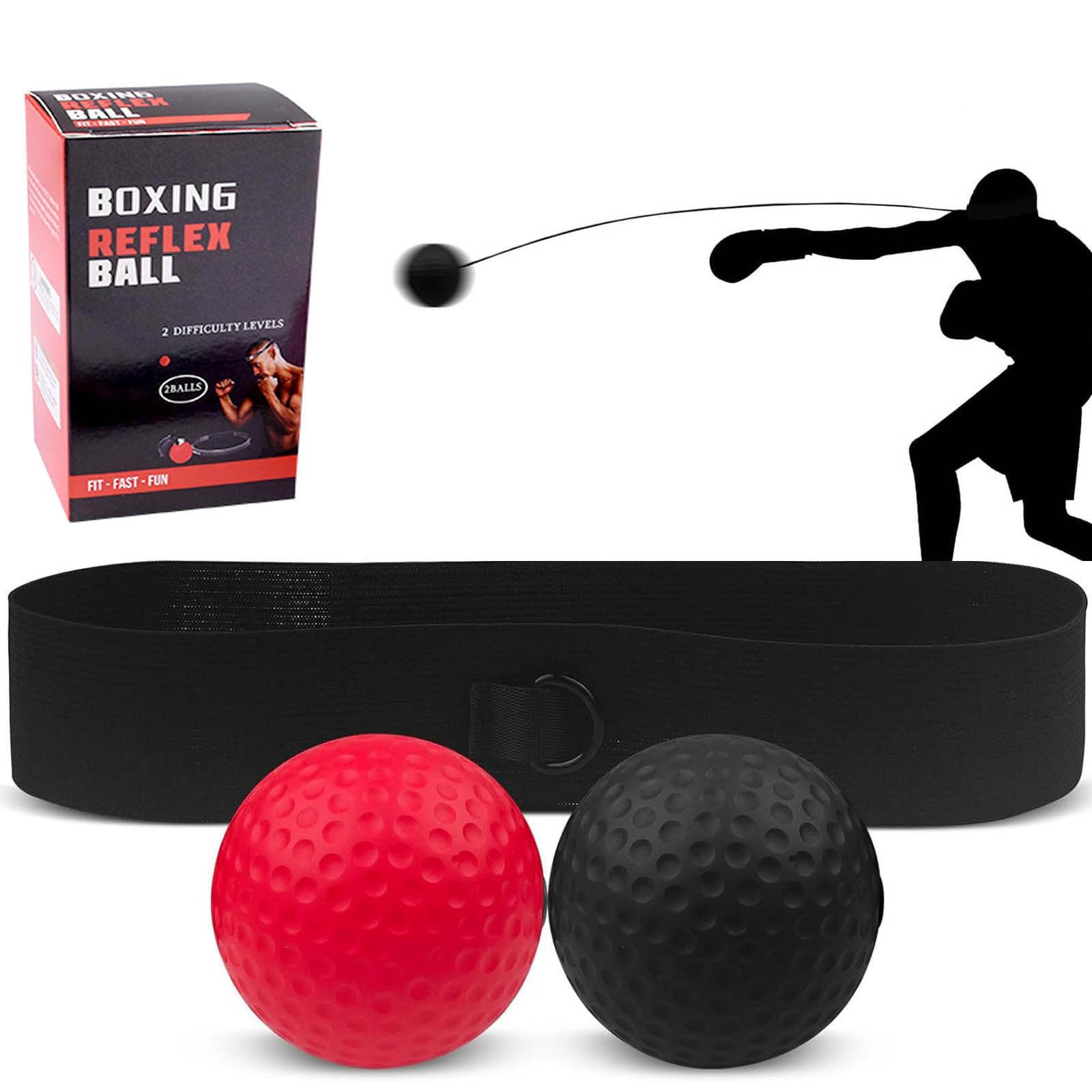 Bola de Entrenamiento de Boxeo, Pelota Reflejos, Diadema Ajustable, 2 Pelotas de Reacción, Mejora Velocidad, Enfoque, Compacta