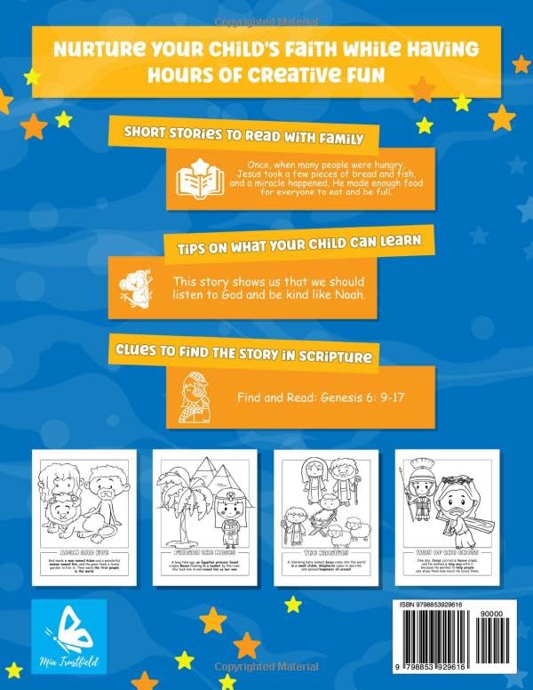 Catholic Coloring Book for Kids Ages 3-7 with Bible Stories from Adam and Eve, Noah's Ark to Jesus: Religious Storybook for Children | Devotional for ... | First Communion (Catholic Kids Books) - Image 2