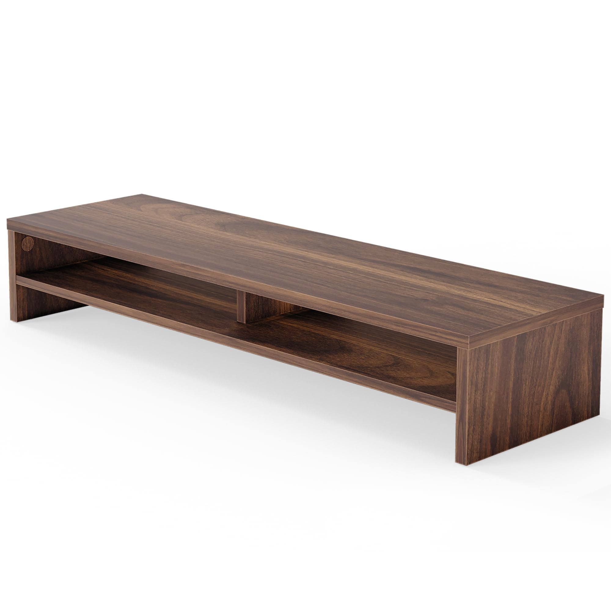 Fenge Réhausseur d'Écran d'Ordinateur Support Dual Moniteurs Organisateur de Bureau 80×23.5×14.2cm Charge 25KG Marron