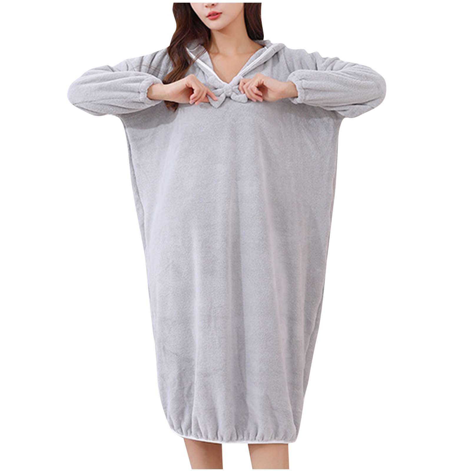 House Coats for Women with Pockets Cute Pull On Winter Warm Robes Fleece Plush Loungwear Fluffy Bathrobe