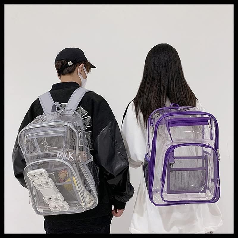 Clear Backpack Heavy Duty PVC Transparent Backpack Transparent Large Bookbag for College, Work, Security Travel & Sports (BROWN)