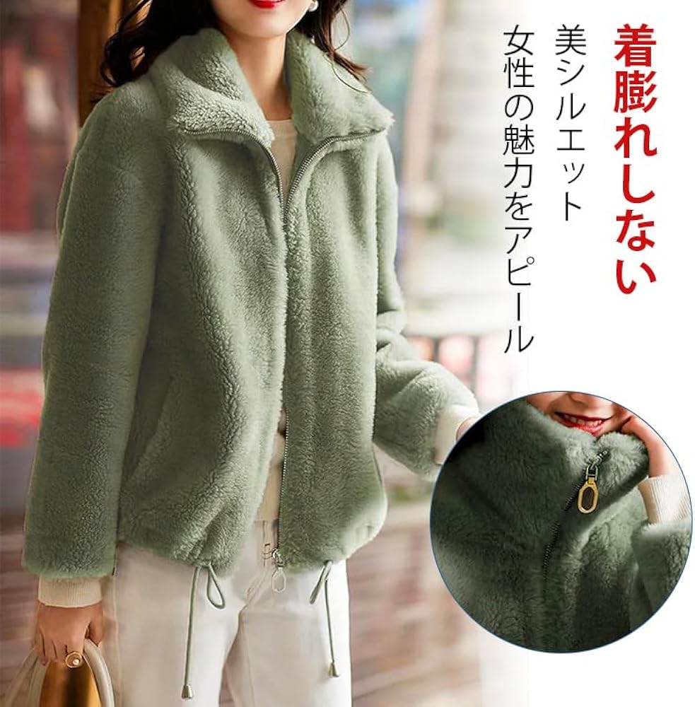 フリース フード付きコート　カーキ色 フリース フード付きコート カーキ色 カーキ・グリーンジャケット