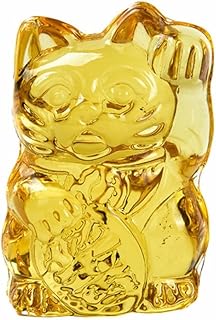 招き猫 クリスタル ガラス 縁起物 風水 開運 グッズ ネコ 猫 置き物 幸運を呼ぶ 福ねこ 金運 アップ 商売繁盛 飾り インテリア オブシェ 小物 置物 (琥珀色)