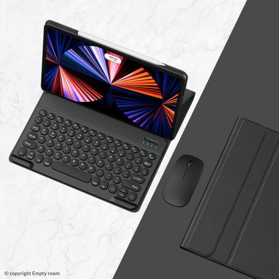 Empty Room Keyboard Case with Pen Holder for Galaxy Tab S9 FE /S9/ S8/Tab S7 (11 Inch), Detachable Keyboard Case and Bluetooth Mouse for 11" Galaxy Tab S7 SM-T870 T875 T878, Tab S8 SM-X700 X706, Black