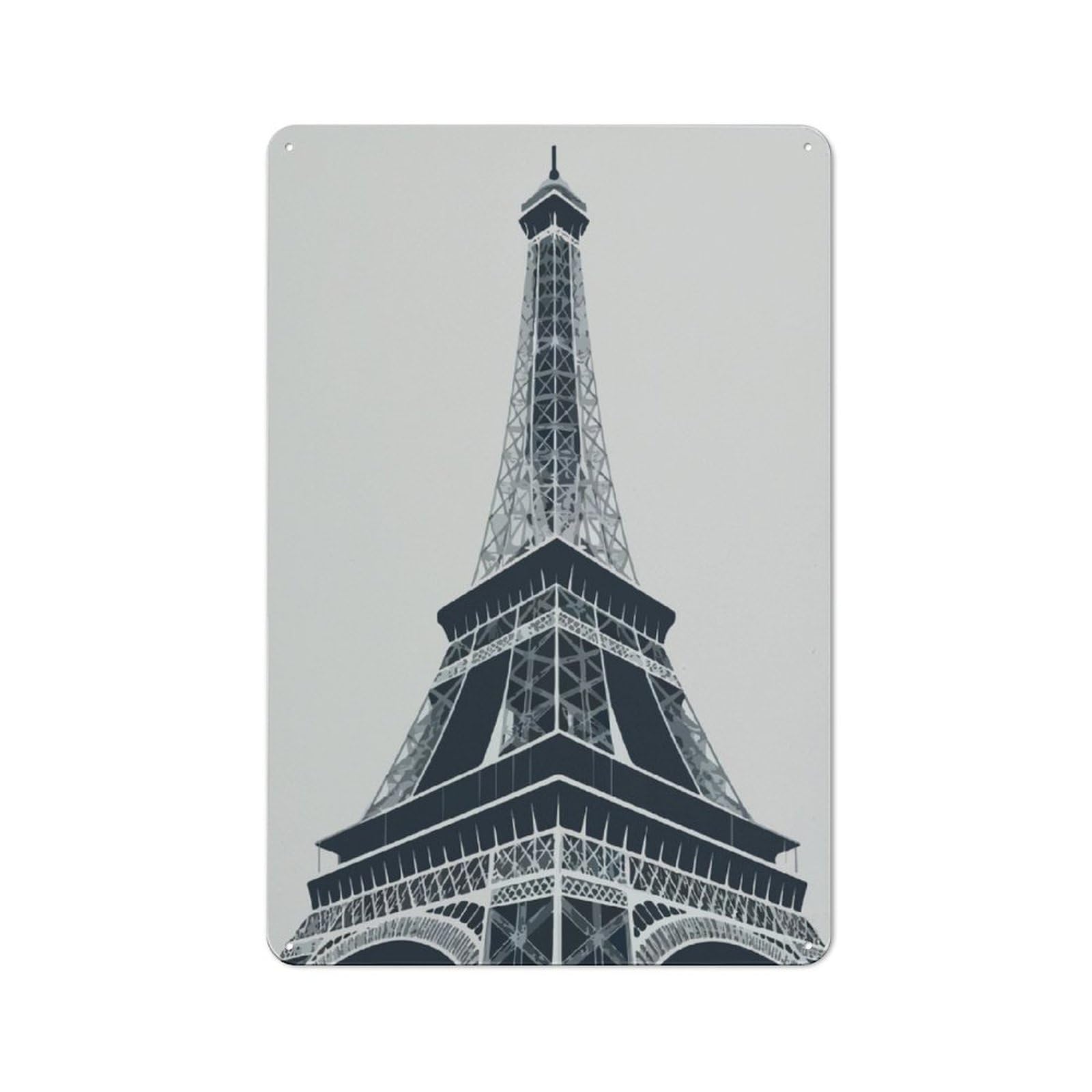 Junmoney Eiffel Tower Illustration Tin Wall Plaque 30X20cm With For Living Room Or Hallway, For Garage, Workshop And Man Cave Decoration