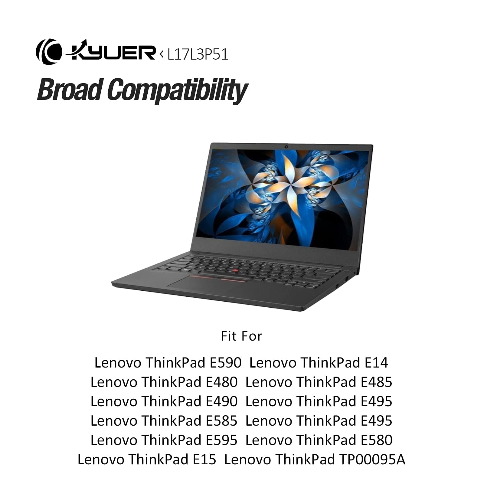 K KYUER 45Wh L17L3P51 L17C3P51 Laptop Akku für Lenovo ThinkPad E480 E485 E490 E495 E580 E585 E590 E595 E14 E15 01AV445 01AV446 01AV447 01AV448 L17M3P52 L17M3P51 SB10K97607 SB10K97608 SB10K97609 3-Cell