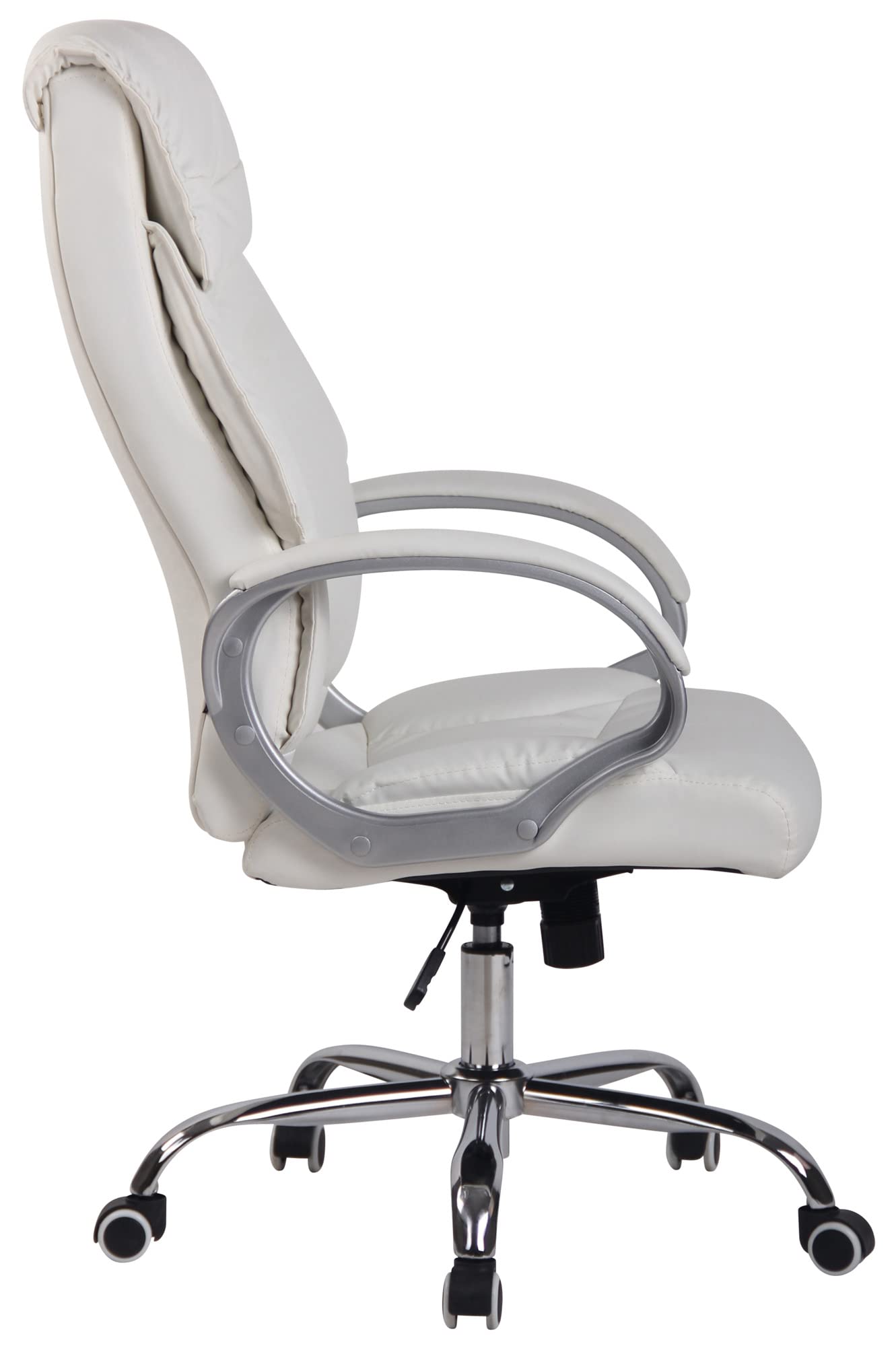 CLP Fauteuil De Bureau Torro en Similicuir I Chaise De Bureau A roulettes I Accoudoirs I Hauteur Réglable I Pivotante I Piètement Métal Couleur:Blanc