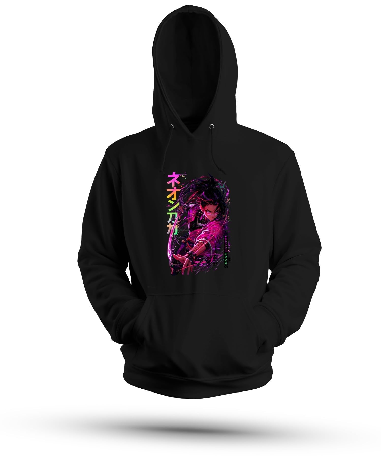 Cyberpunk Samurai Dziewczęca Japonia Y2K bluza z kapturem | Manga Katana Miecz Techwear Vaporwave Otaku Streetwear Prezent Japońska Sztuka Estetyczna Wojownik