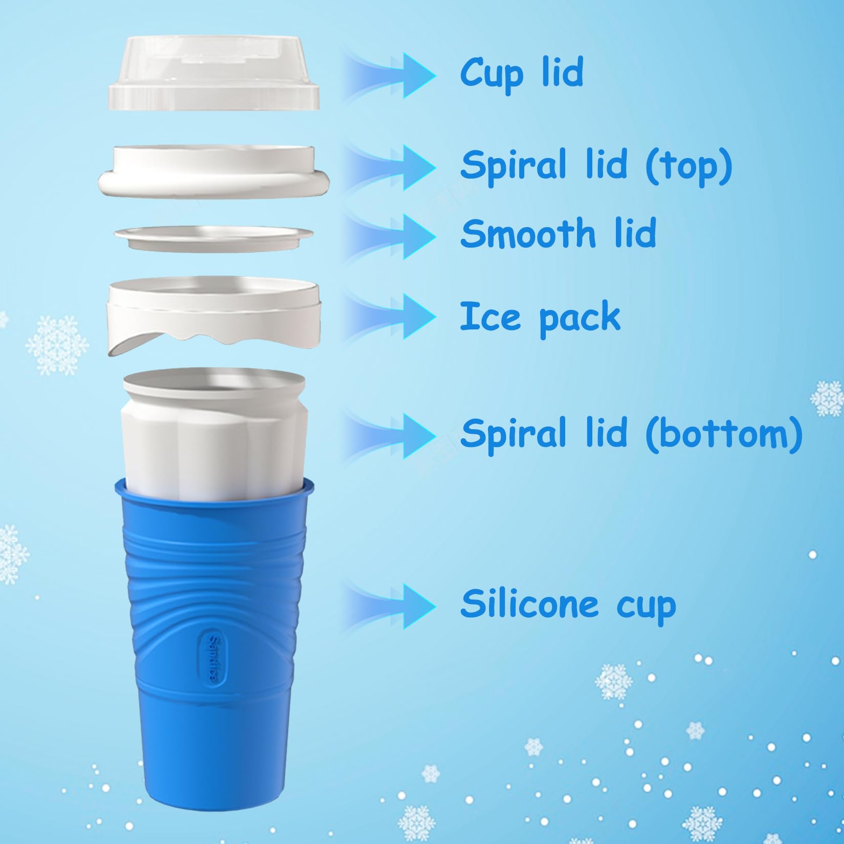Slushy Maker Cup, Macchina per granita in silicone, Cucchiaio a cannuccia 2 in 1 (con spazzola per tazze) Per Macchina per granita