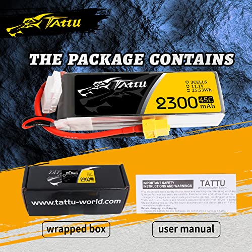 Tattu Lipo Battery Pack 2300Mah 11.1V 45C 3S With Xt60 Plug For Vortex 400Mm X-Sled 420Mm X-Sled 450Mm X-Sled 500Mm X-Quad #TOP6