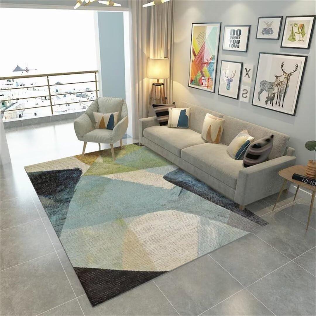 Tapis doux et hygroscopique bleu 140x200cm motif abstrait simple