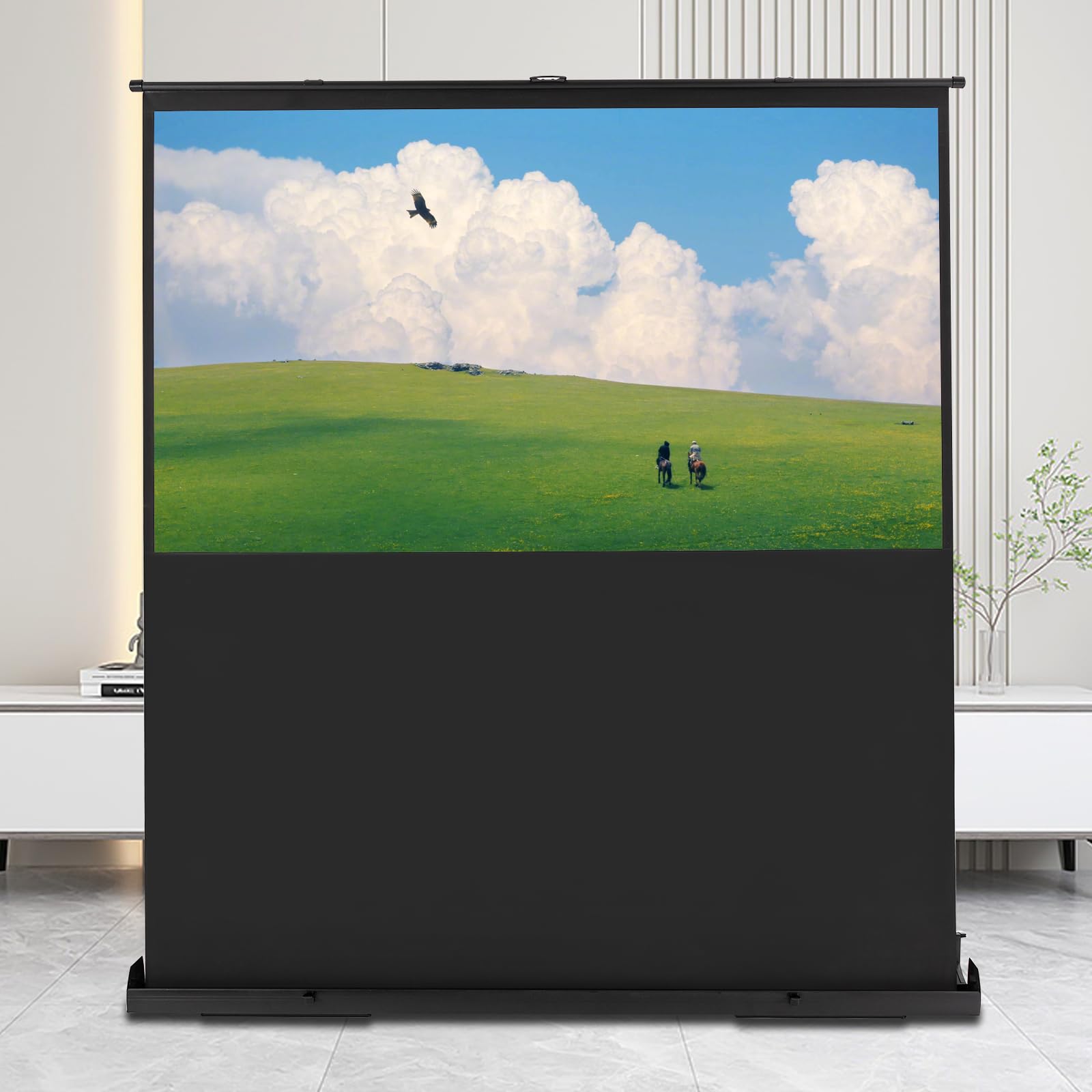 Schermo di Proiezione, portatile Schermo proiettore da pavimento, altezza regolabile, per sale di proiezione domestica, soggiorno, camera da letto, sala giochi, sala riunioni, 170 * 200CM