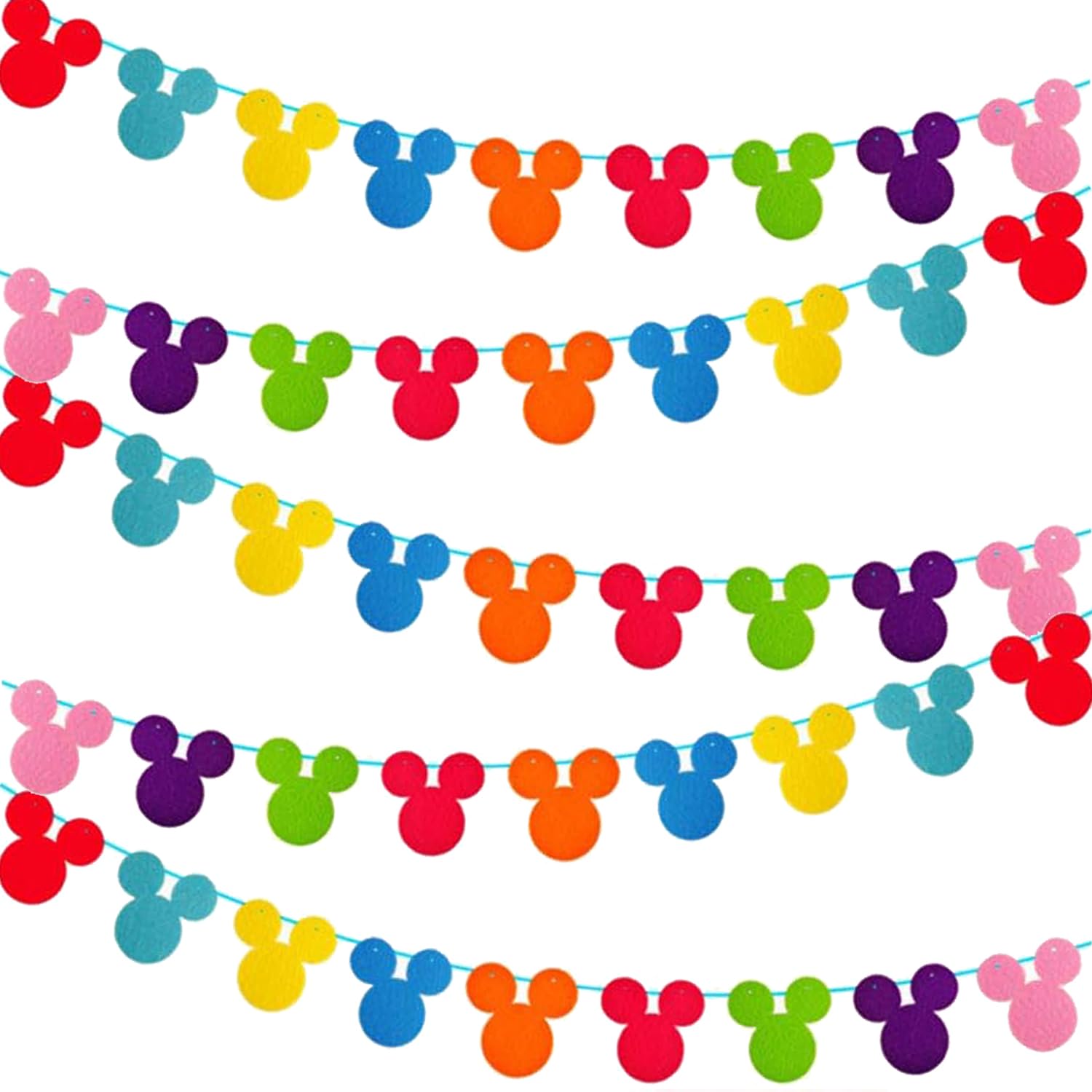 Photo 1 of 45Pcs Rainbow Mouse Banner Colorful Cartoon Cutouts Reusable Felt Flags