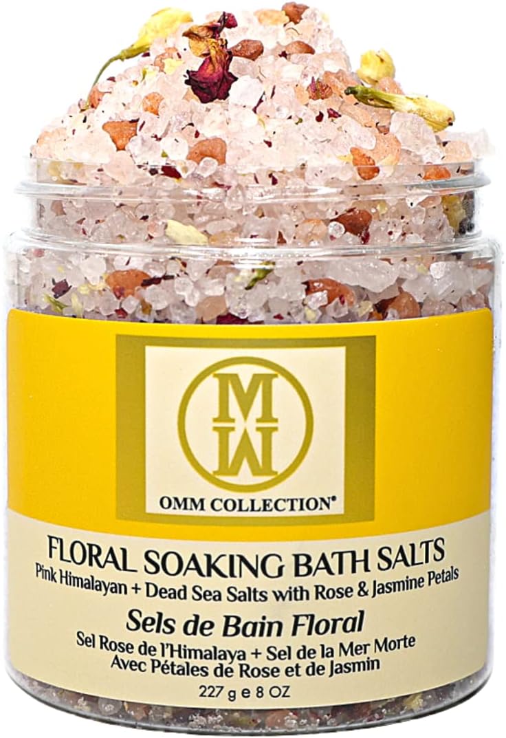 Natural Floral Soaking Bath Salt – Detox Body & Foot Soak – Bath Salt with Rose & Jasmine Petals – Pink Himalayan & Dead Sea Salt Flakes – Relaxing Bath Soak (Jasmin Rose)