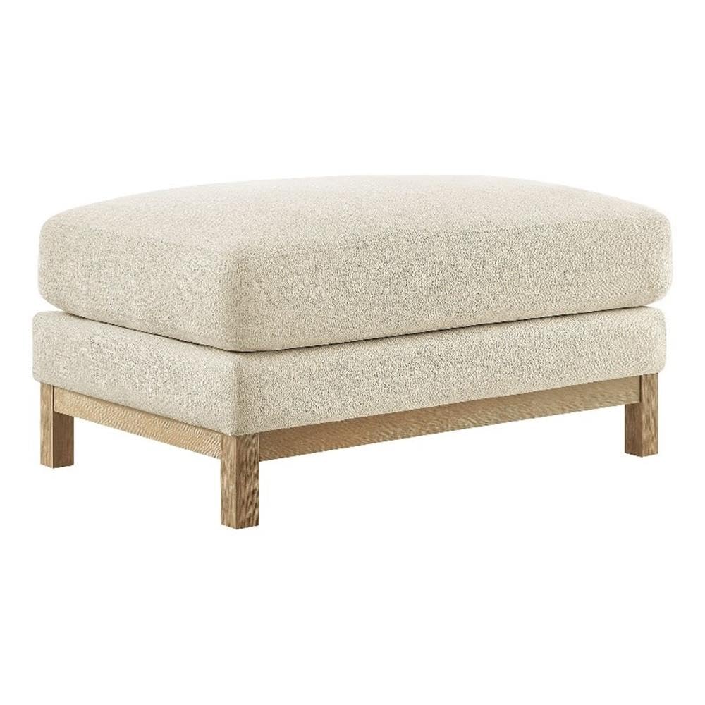 Modway Roscoe Fabric Ottoman in Ivory - Upholstered Rectangular Footstool for Living Room, Bedroom, or Lounge Seating