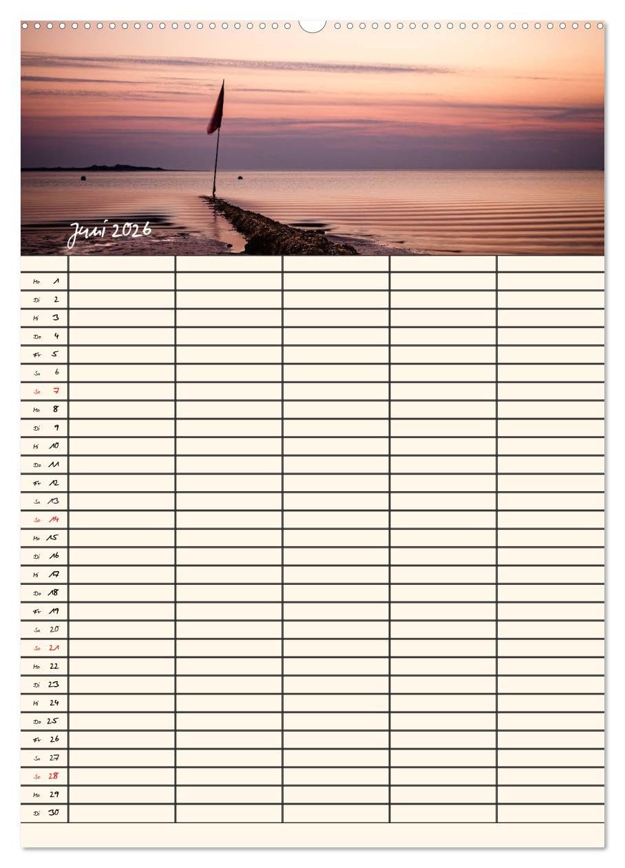 Noch mehr Föhrweh Familienplaner (hochwertiger Premium Wandkalender 2026 DIN A2 hoch), Kunstdruck in Hochglanz: Entschleunigende Landschaftsaufnahmen von der Insel Föhr (CALVENDO Orte)