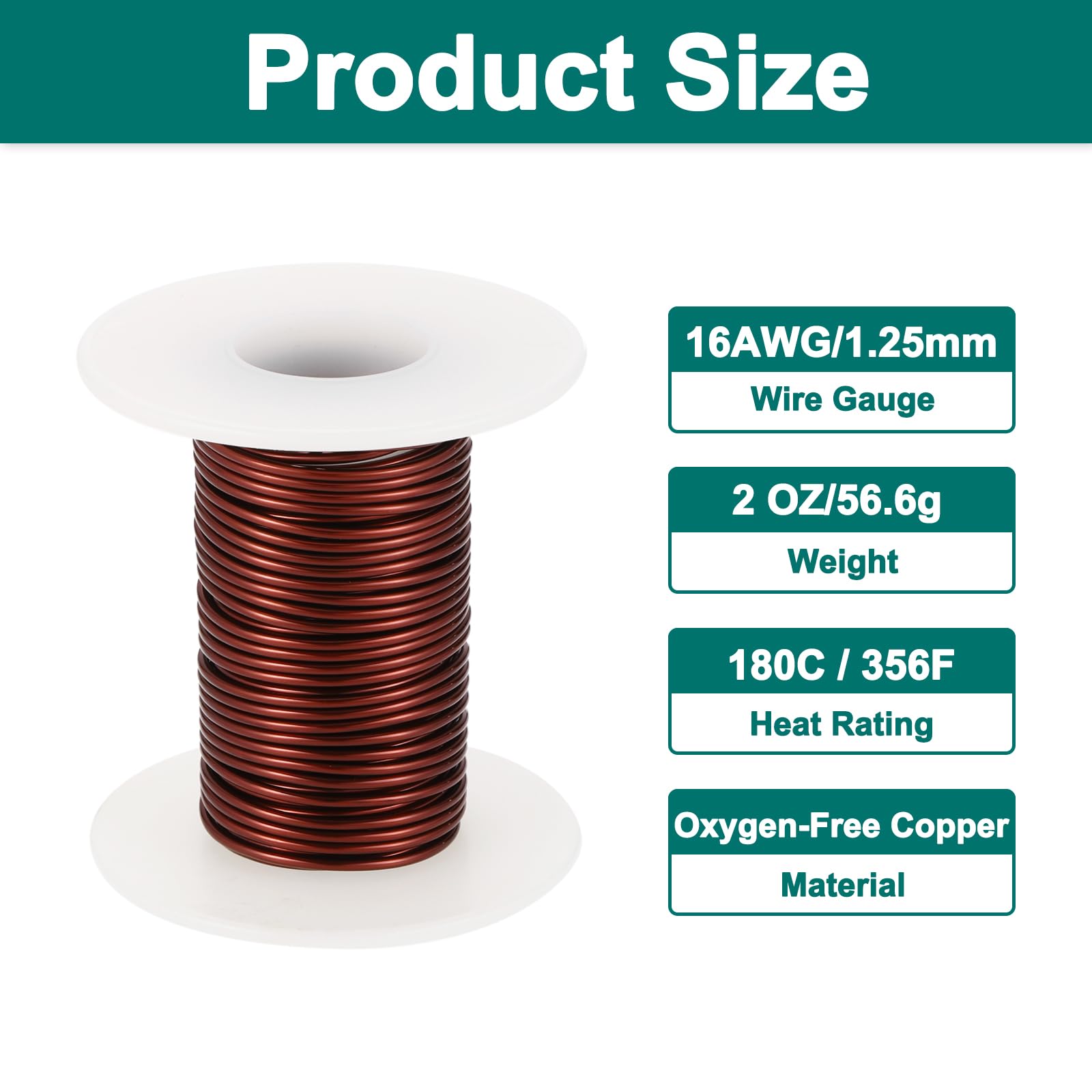 sourcing map Magnetdraht, 16 AWG, Kupferlackdraht, 16 Gauge, 57 g, magnetischer Spulendraht für Transformator, Motor, Elektro, 180 C, Dunkelbraun