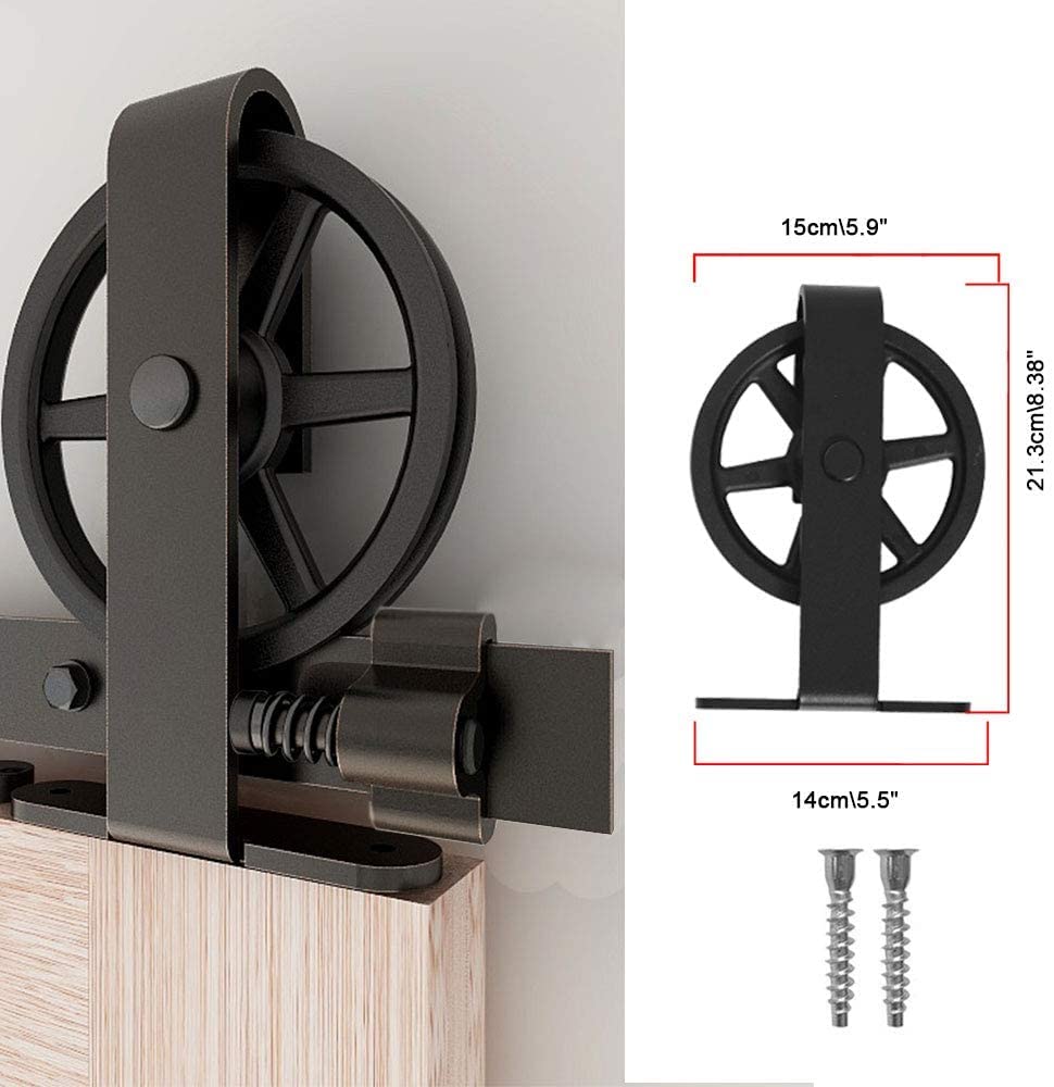 Herrajes Puertas Correderas Doble 325cm Rieles Kit Puerta Corredera Negro para 2 Puerta Corredera Madera 81cm Ancho, Pequeña Rueda T-forma — view 36