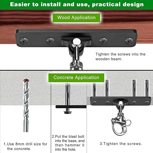 Miniatura 5 de Dolibest Heavy Bag Hangers Brackets, Punching Bag Hangers, Heavy Bag Ceiling Mount for Body Weight Strength Training Systems, Aerial Yoga Swing &