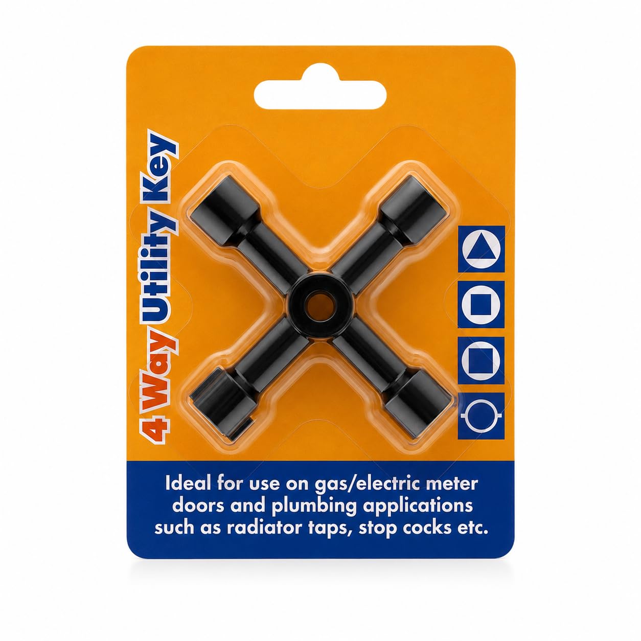 Mar 4 Way Utility Key, Metal Multi-Purpose Meter Box Key, Universal Service Cabinet Key For Gas, Electric & Water Meter Doors, Radiator Valves, Taps, Plumbing & Trade Use