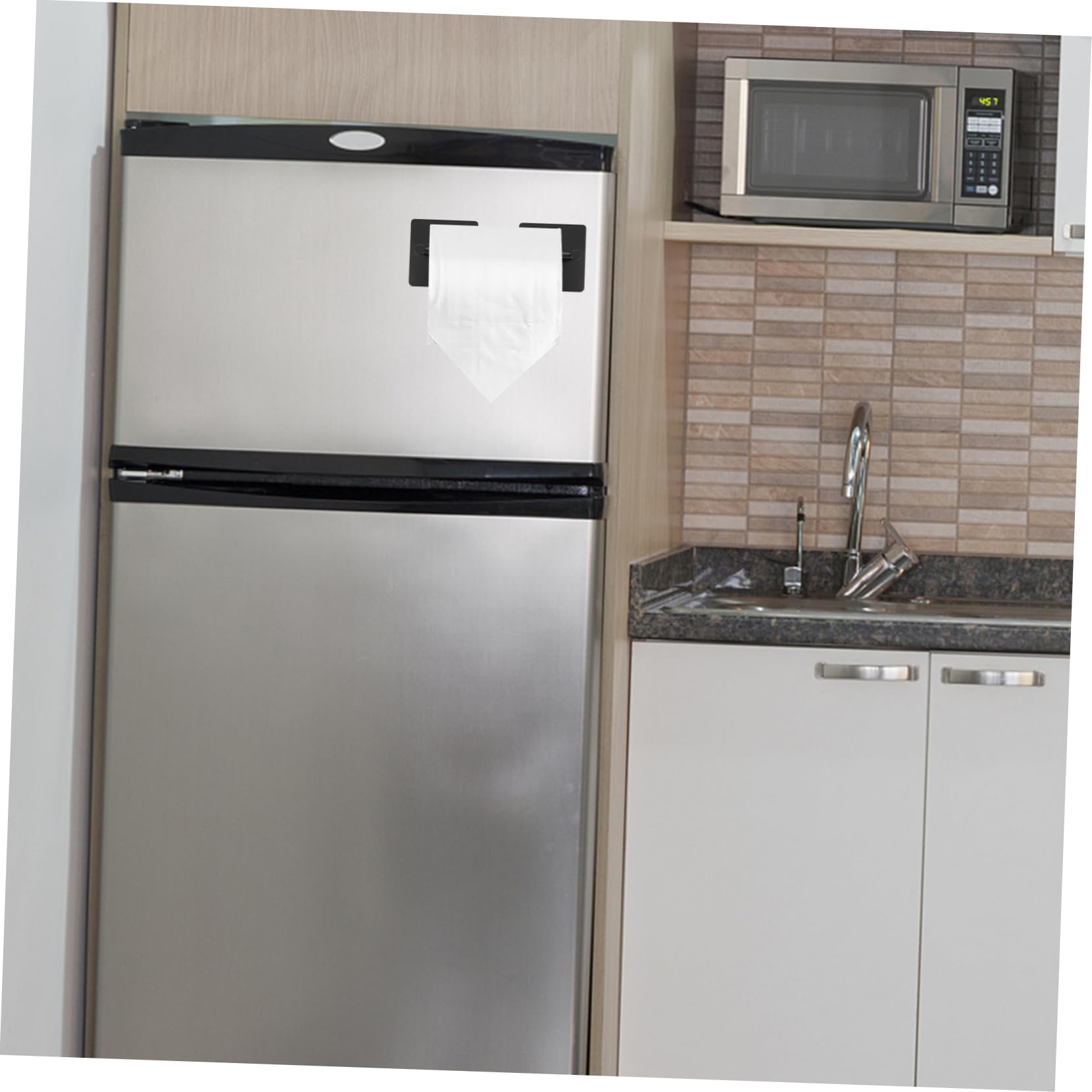 PRETYZOOM Porta Carta Nero in Acciaio Inossidabile Magnetico Igienica Design Salvaspazio Semplice e Moderno, per Bagno e Soggiorno