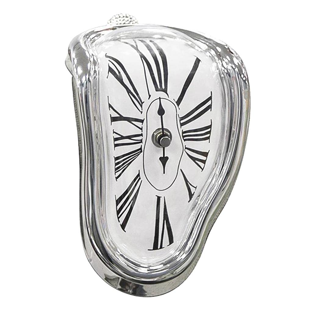 Vintage Retro Art Novelty Melting Wall Clock Home Hanging Shelf Decor Silver|Creative Melting Wall Desk Clock Quartz Display-image-2