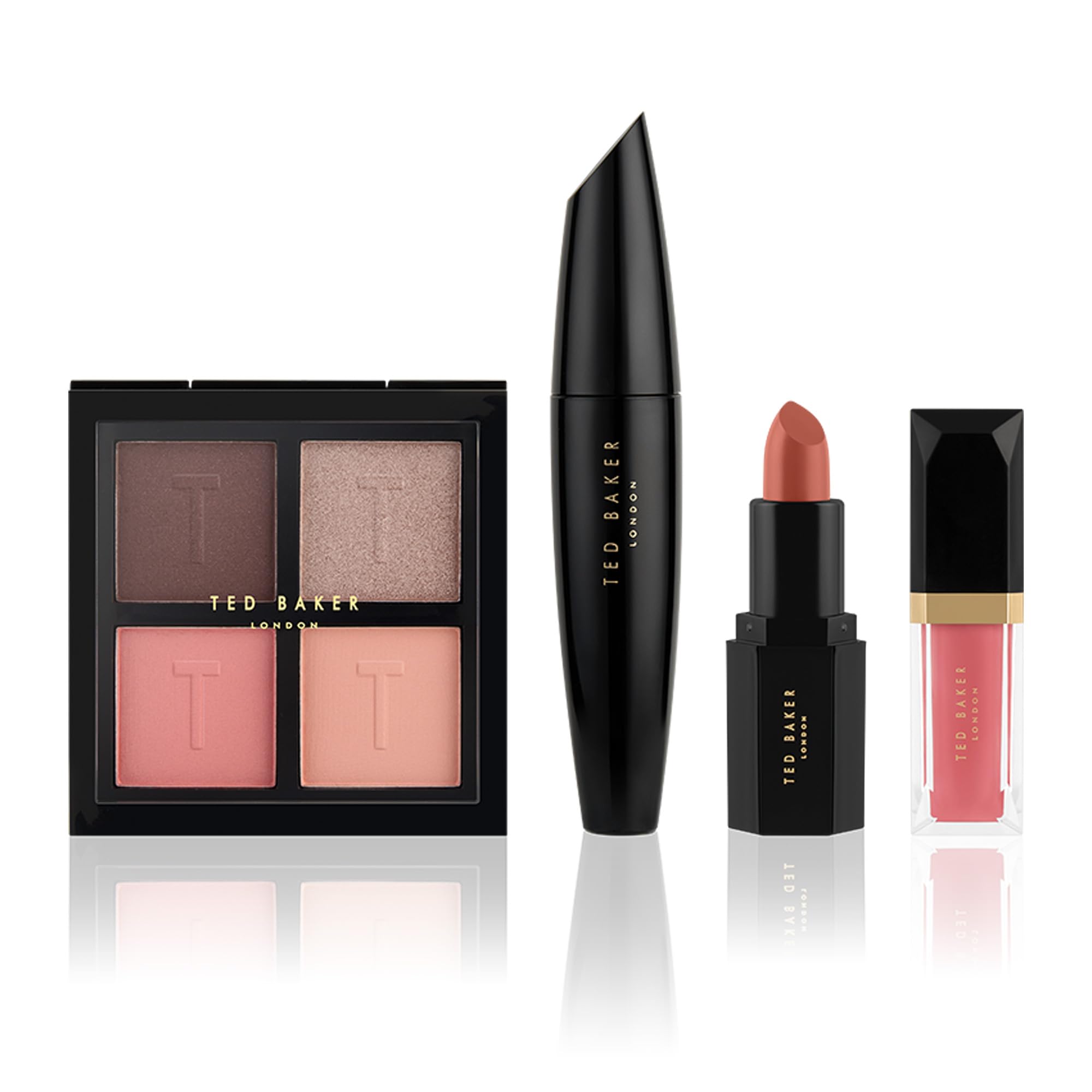 Ted Baker The Full Flourish Gift, Makeup Set For Women | 4 Colour eye shadow palette, black mascara, lipstick and lip gloss in one complete makeup gift set. Travel size for handbags