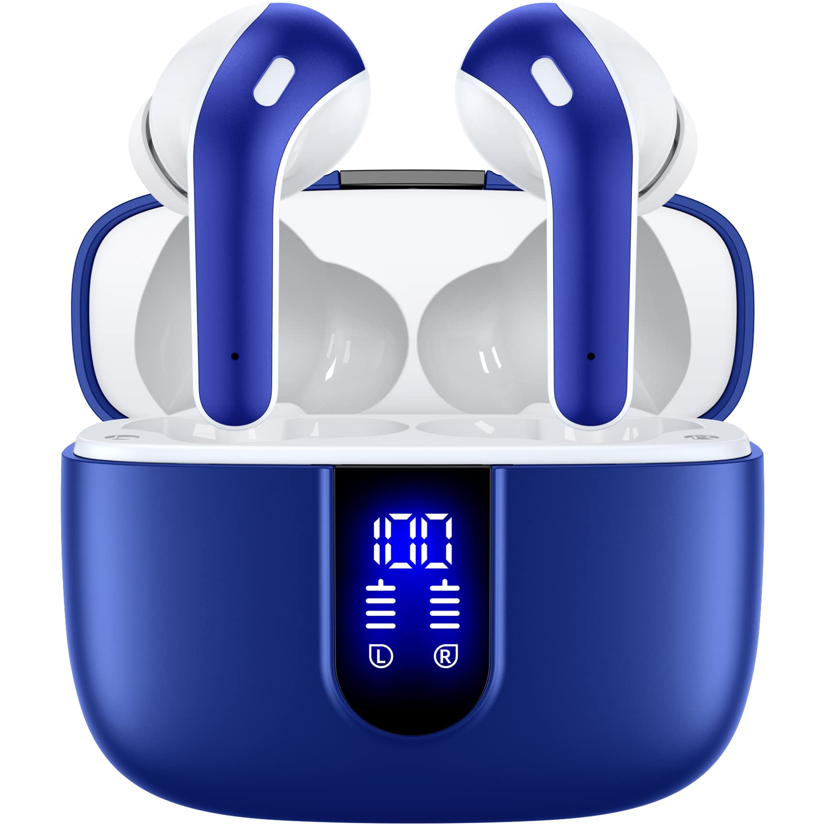 Wireless Earbuds, Bluetooth 5.3 Ear Buds LED Power Display Headphones Bass Stereo, Bluetooth Earbuds in-Ear Noise Cancelling Mic, 40H Playback Mini Case IP7 Waterproof Sports Earph