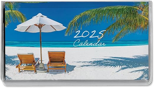 2025 Paradise Tropical Planner Pocket Calendar & Memo Pad, 3.5-Inch x 6.5-Inch Size Closed, Bookstore-Quality Monthly Purse Calendars With 30 Note Pages for Kitchen & Office, by Current