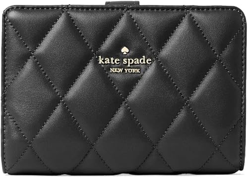 Kate Spade - Cartera para mujer Carey en piel acolchada suave, Negro -, Compacto Bi-fold