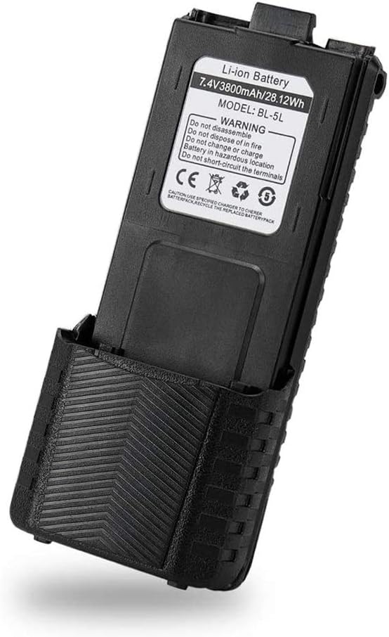 BAOFENG BL-5L 3800mAh Extended Battery Compatible with UV-5R BF-F8HP UV-5RTP UV-5R+Plus GT-5R UV-5X UV-5G, 2 Pack, Black