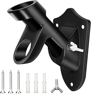 NEWLIUXI Upgraded Flag Pole Holder 2-Position Flagpole Bracket with 3 Fixing Holes for Flag Pole Wall Mounted Stainless Steel Bracket for 1" Diameter Flagpole(1pcs, Black)