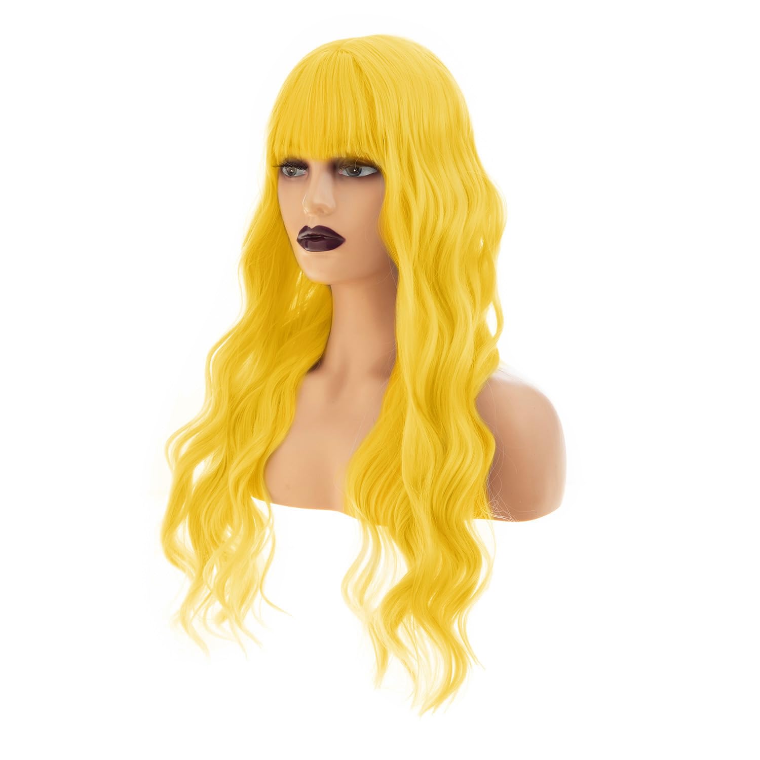 Amazon.com : Sallcks Womens Long Curly Wavy Yellow Wigs With 