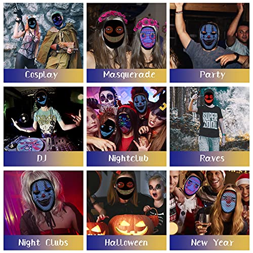 Brookhaus Led Mask, Bluetooth App Controlled Halloween Masks, Luminous Mask For Adults, Light Up Costumes Masks #TOP5