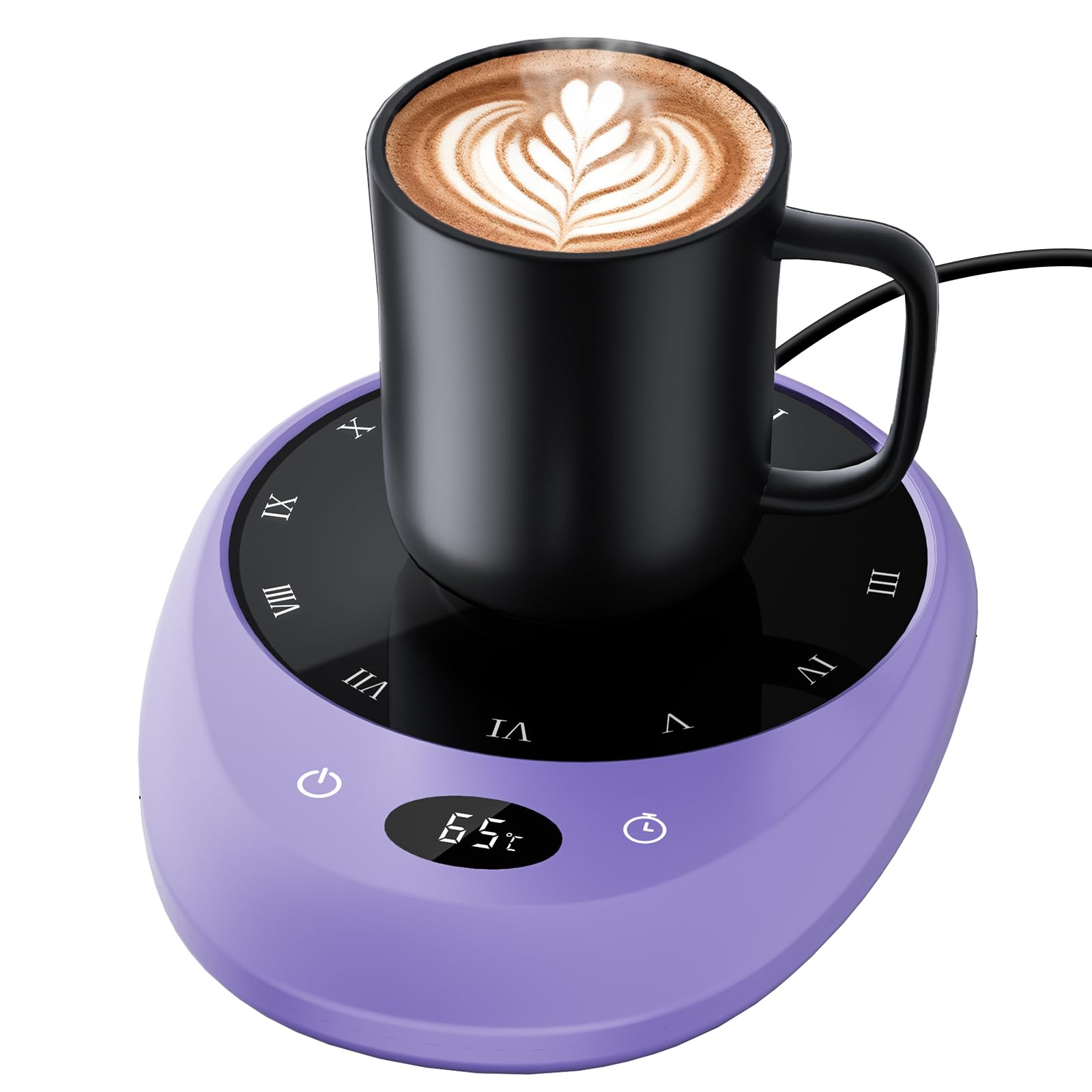 MEION Coffee Mug Warmer for Desk, Coffee Cup Warmer, 4 Temp Settings & 1-12H Timer, Coffee Warmer with Auto Shut Off Smart Gravity Sensor, Beverage & Candle Warmer Coffee Gifts Accessories (Lavender)