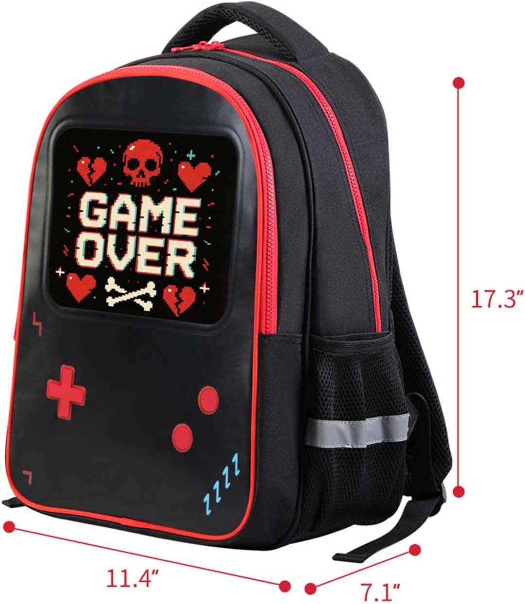 Video Game Backpack for Boys | 17" Leather Front Panel School Bookbag | Backpacks for Boy Kids Teen Age 6-12 | Schoolbag for Elementary & Middle School | Organizer Pockets - Image 2