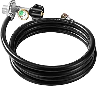 Suppmen Propane Hose Regulator with Propane Tank Gauge, 8 Feet Universal QCC1 Propane Regulator and Hose kit for LP Gas Grill 3/8 Female Flare Nut for Grill Propane Heater Fire Pit etc.