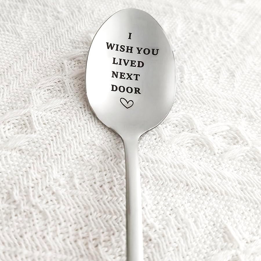 Best Friend Bestie Gifts Spoons Long Distance Friendship Gift for BFF Best Friends I Wish You Lived Next Door Spoon Gifts for Women Moving Going Away Gift for Friend Daughter