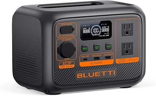 Miniatura 8 de BLUETTI Portable Power Station AC2A, 204Wh LiFePO4 Battery Backup w 2 300W (600W Power Lifting) AC Outlets, Recharge from 0-80% in 45 Min., Solar