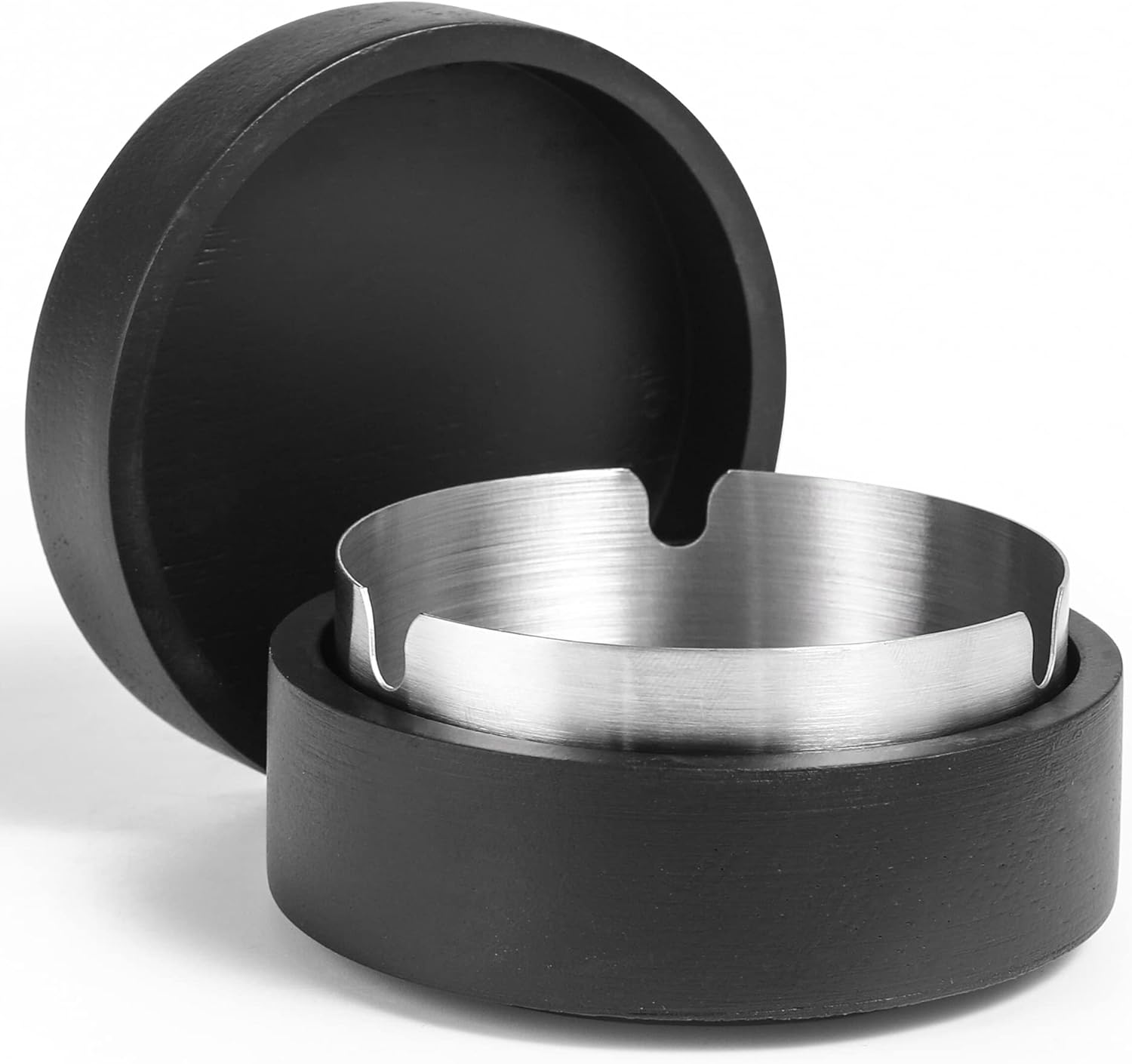 Wooden Ashtray with Lid Windproof Durable Ash Tray with