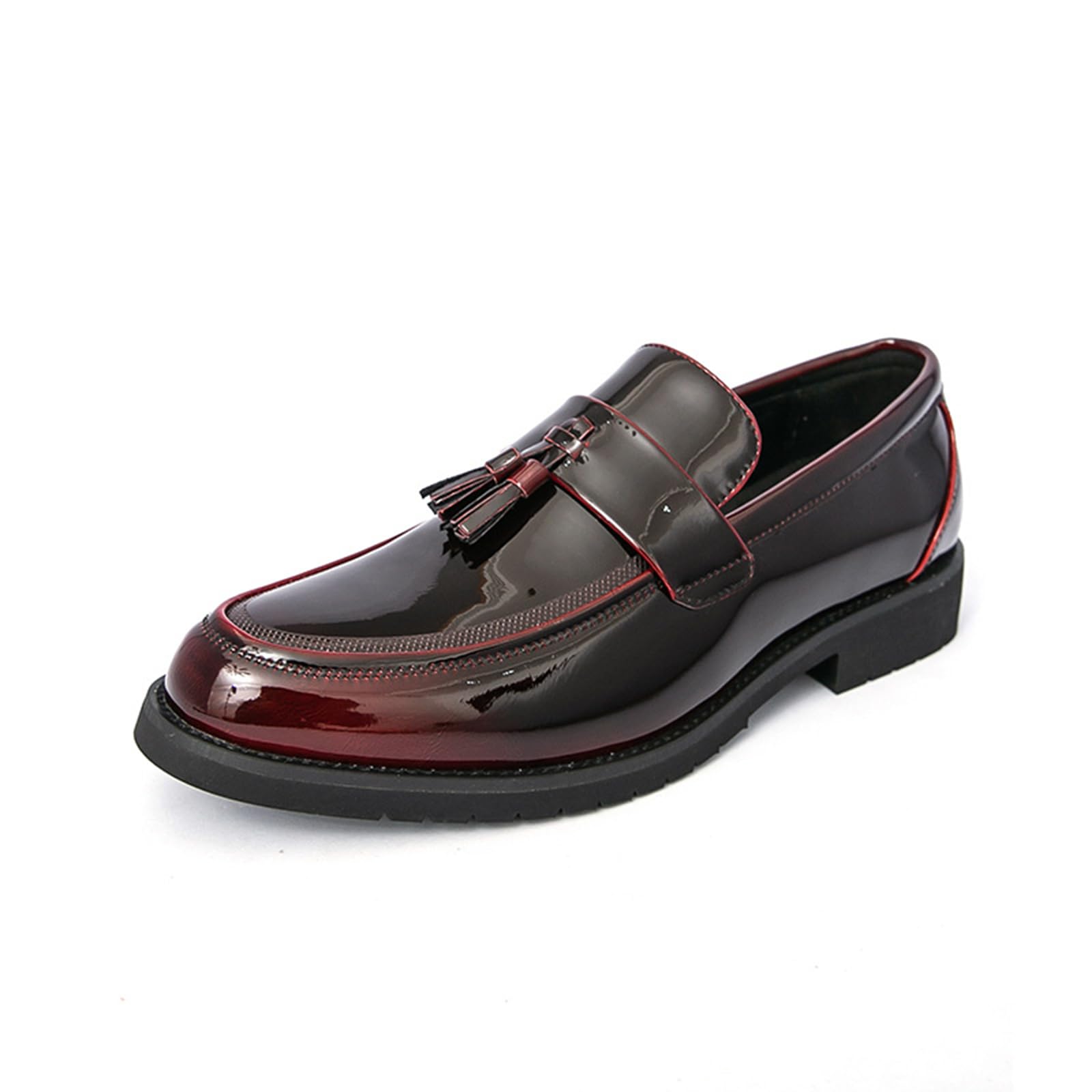 Mocasines Casuales de Charol para Hombres con borlas, Zapatos de Vestir sin Cordones para Bodas, Fiestas y Negocios