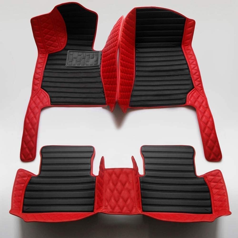 Custom Floor Mats for Cars fit 95% Sedan SUV Sports Car Full Coverage All Weather Pads Protection Non-Slip Leather Floor Liners (Black&Red Edge)